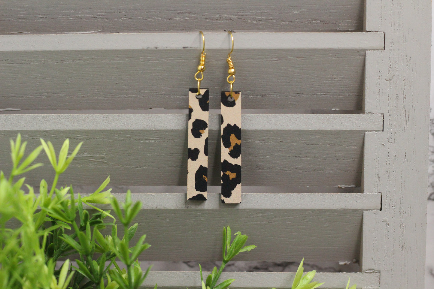 Cheetah Bar Wooden Earrings