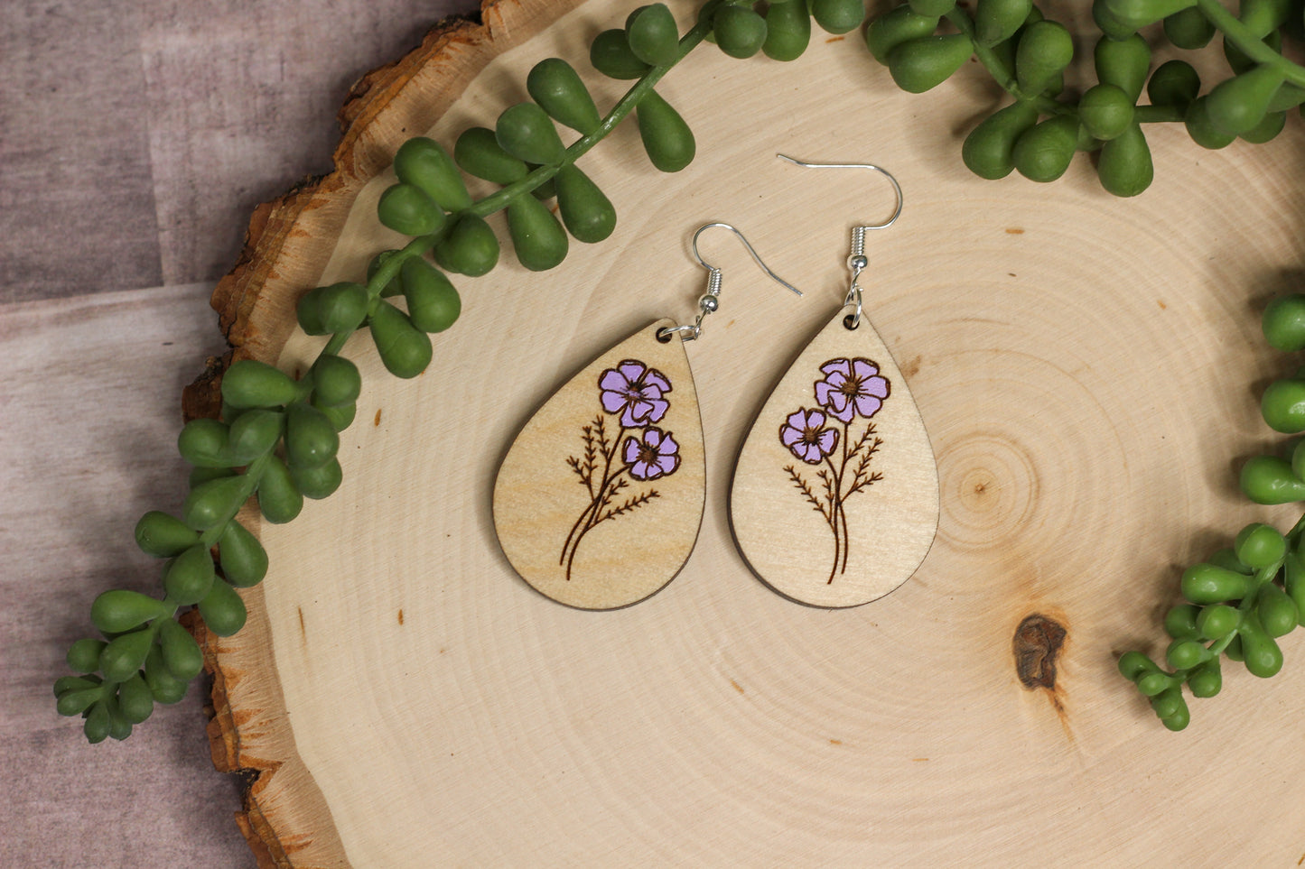 Cosmos Wooden Earrings