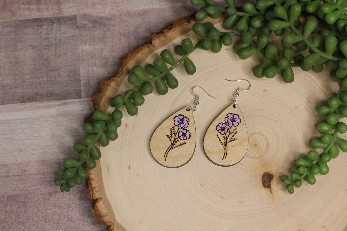 Cosmos Wooden Earrings
