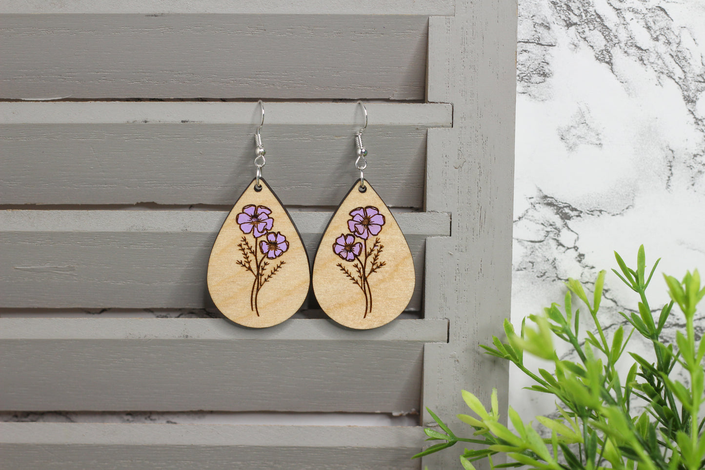 Cosmos Wooden Earrings