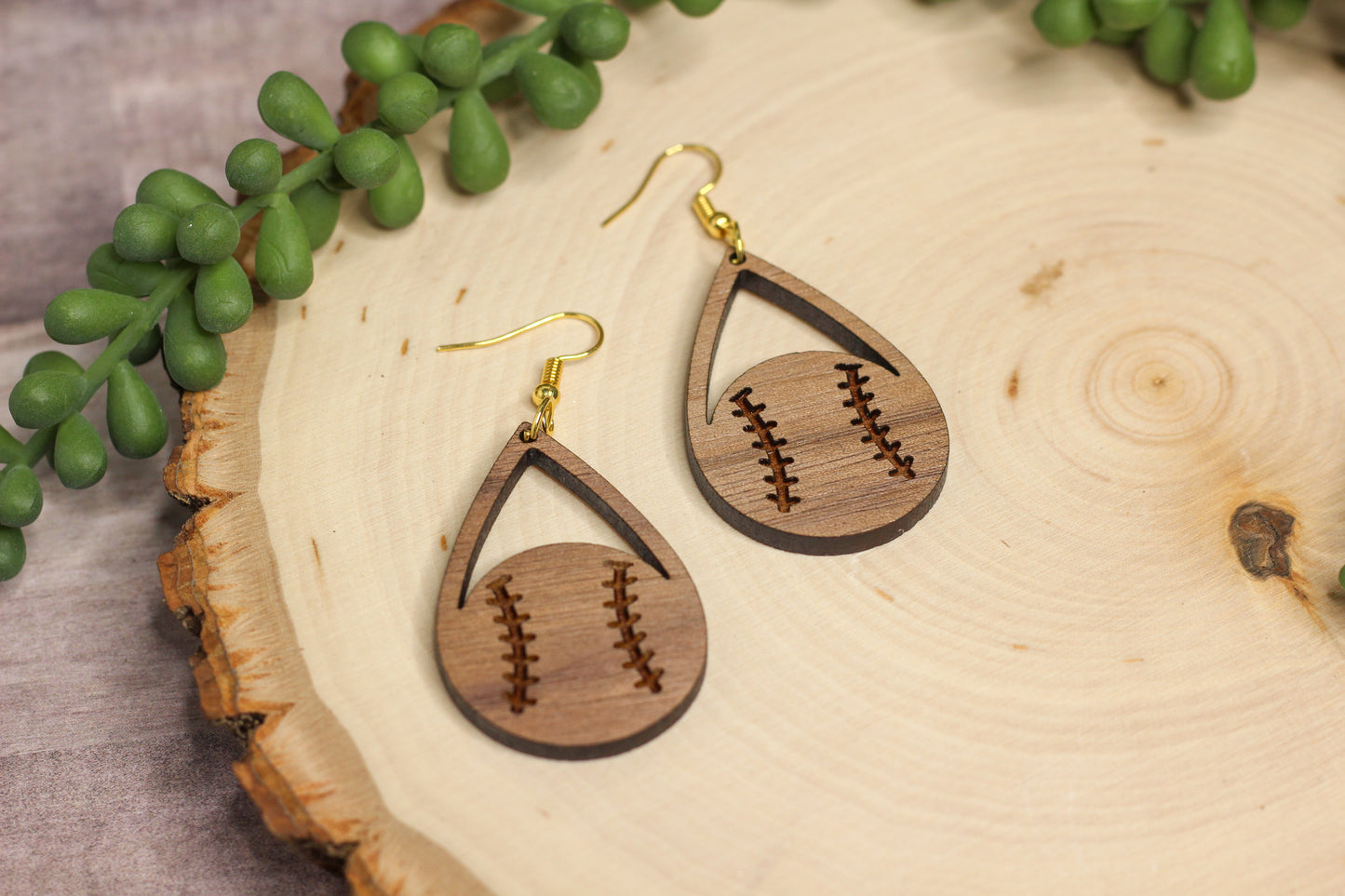 Engraved Baseball Earrings