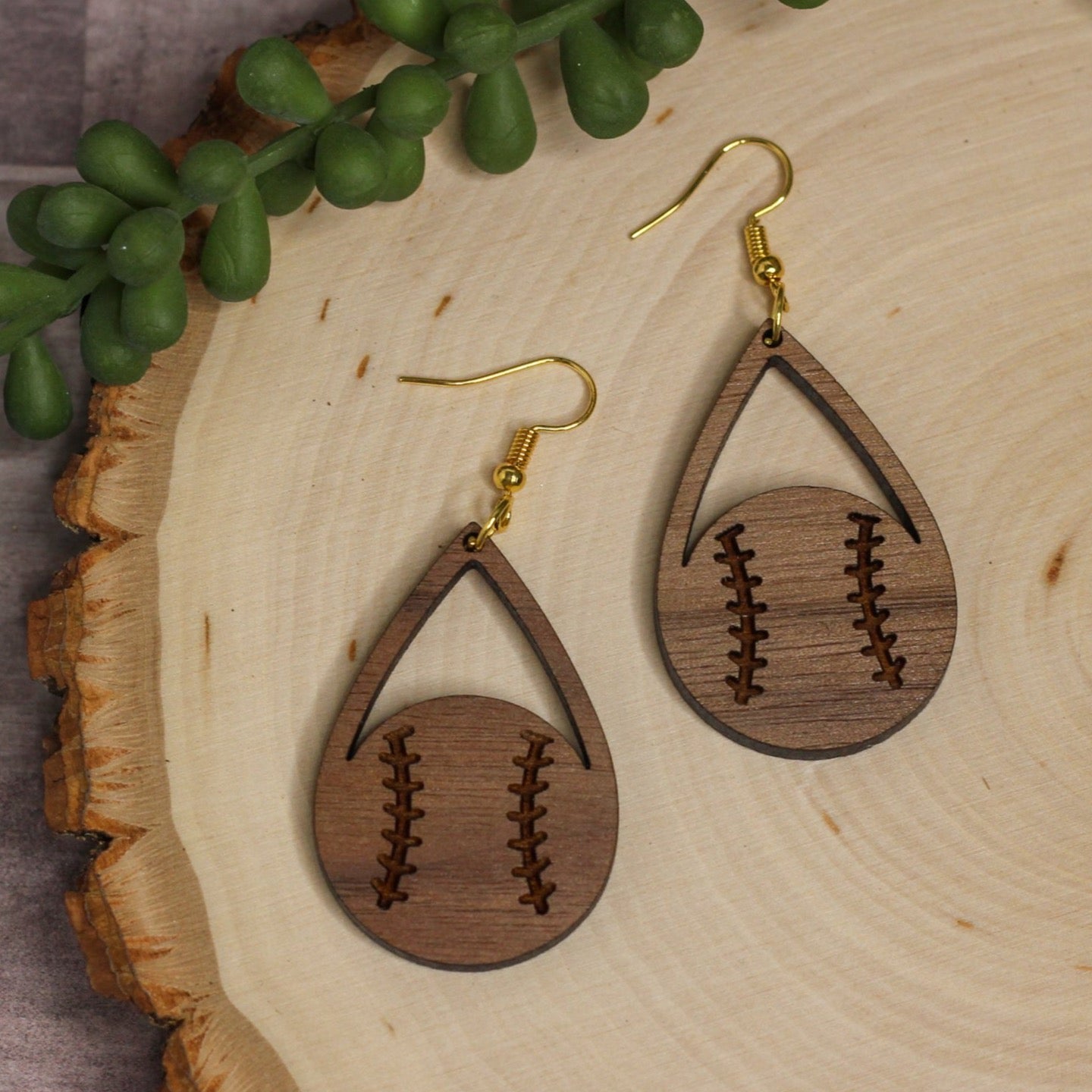 Engraved Baseball Earrings