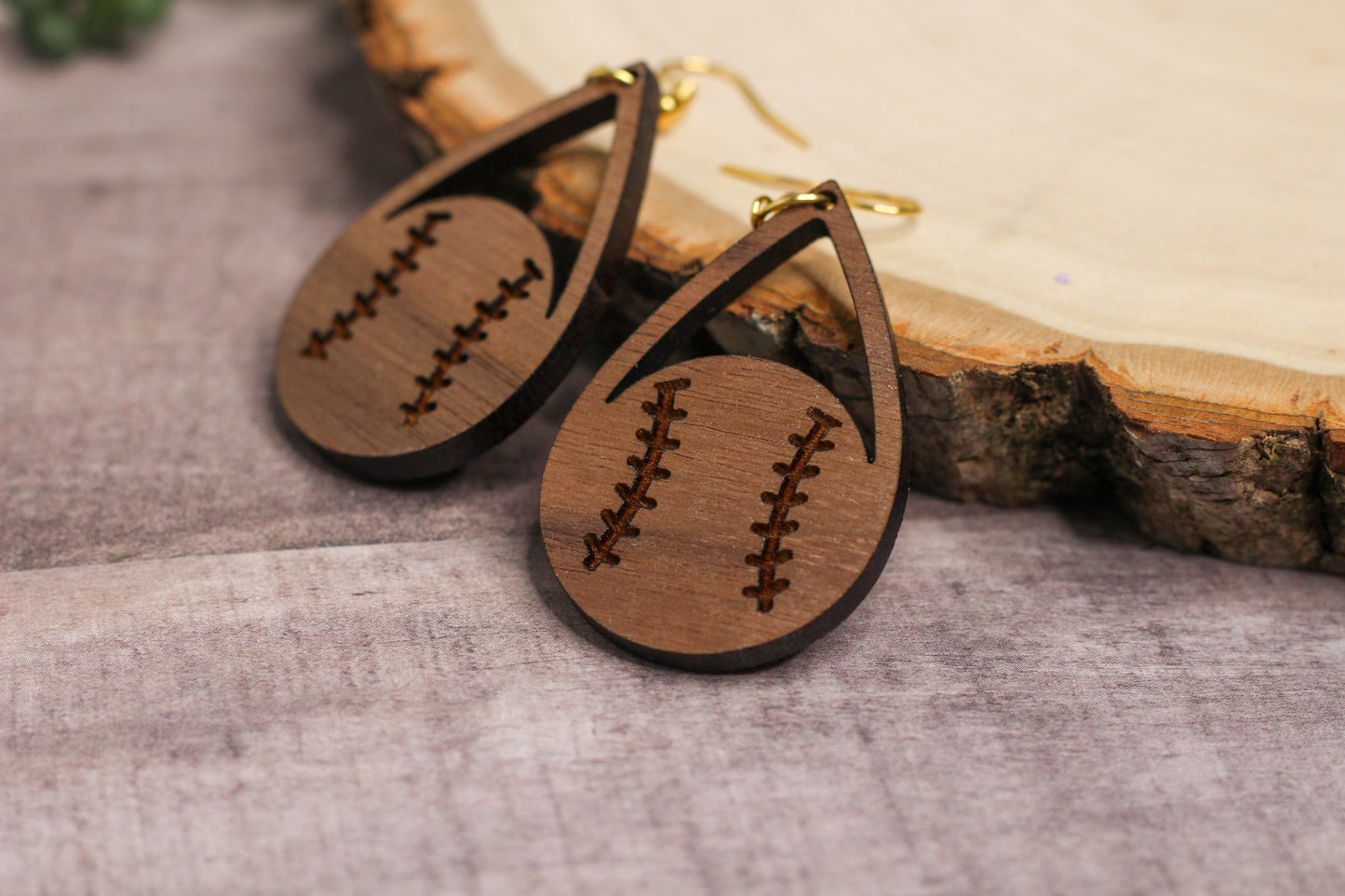 Engraved Baseball Earrings