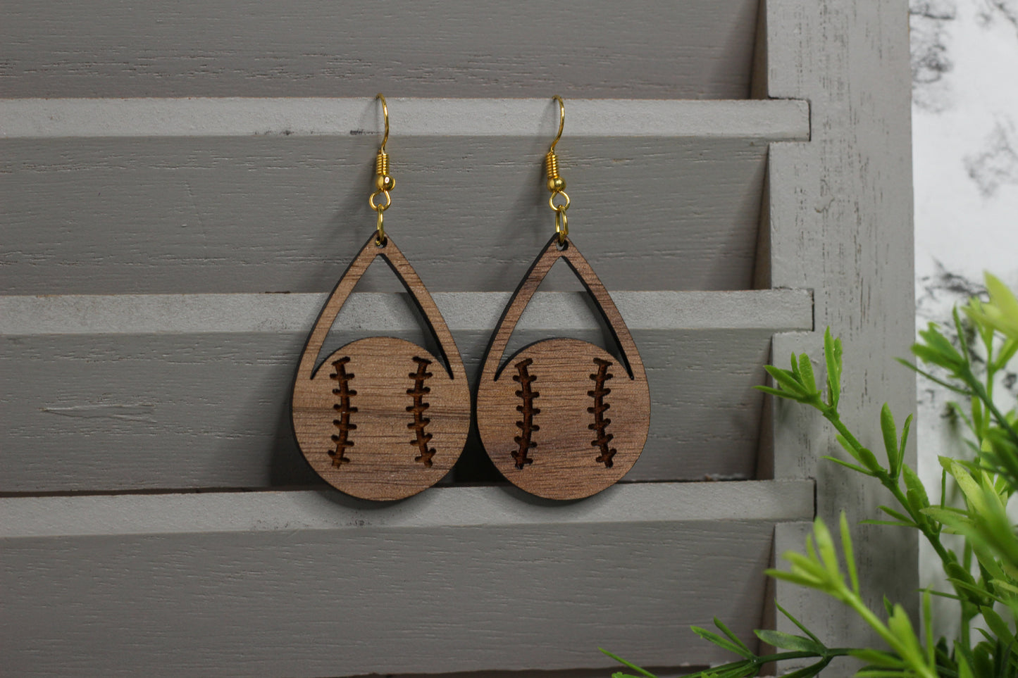 Engraved Baseball Earrings