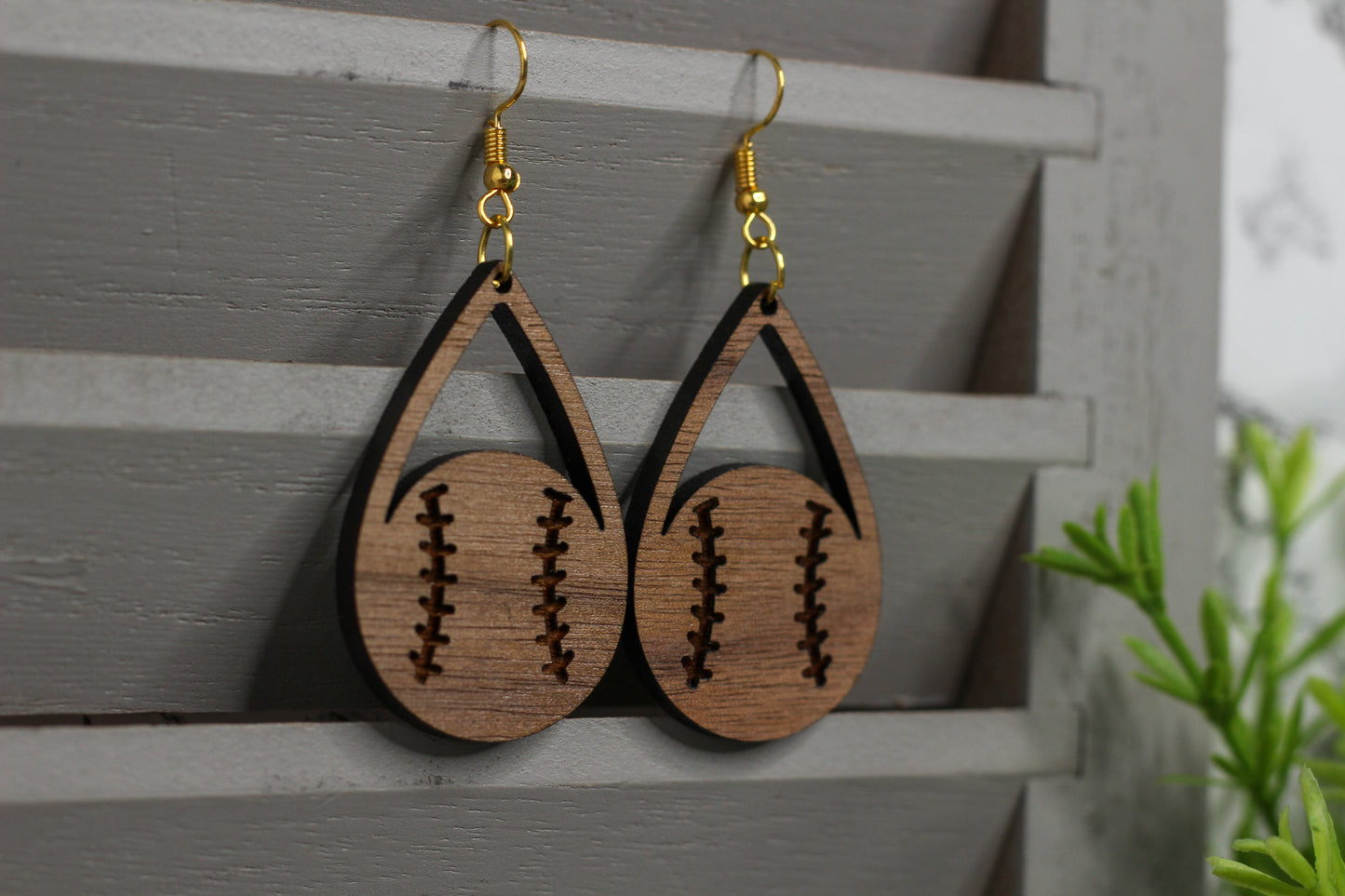 Engraved Baseball Earrings
