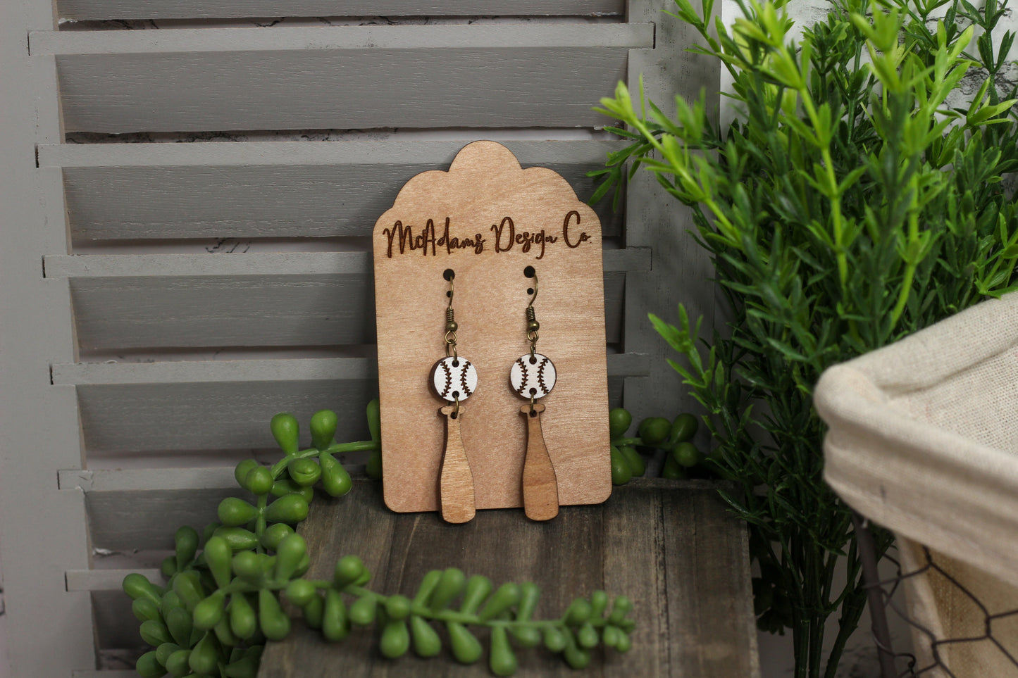 Baseball Bat & Ball Earrings