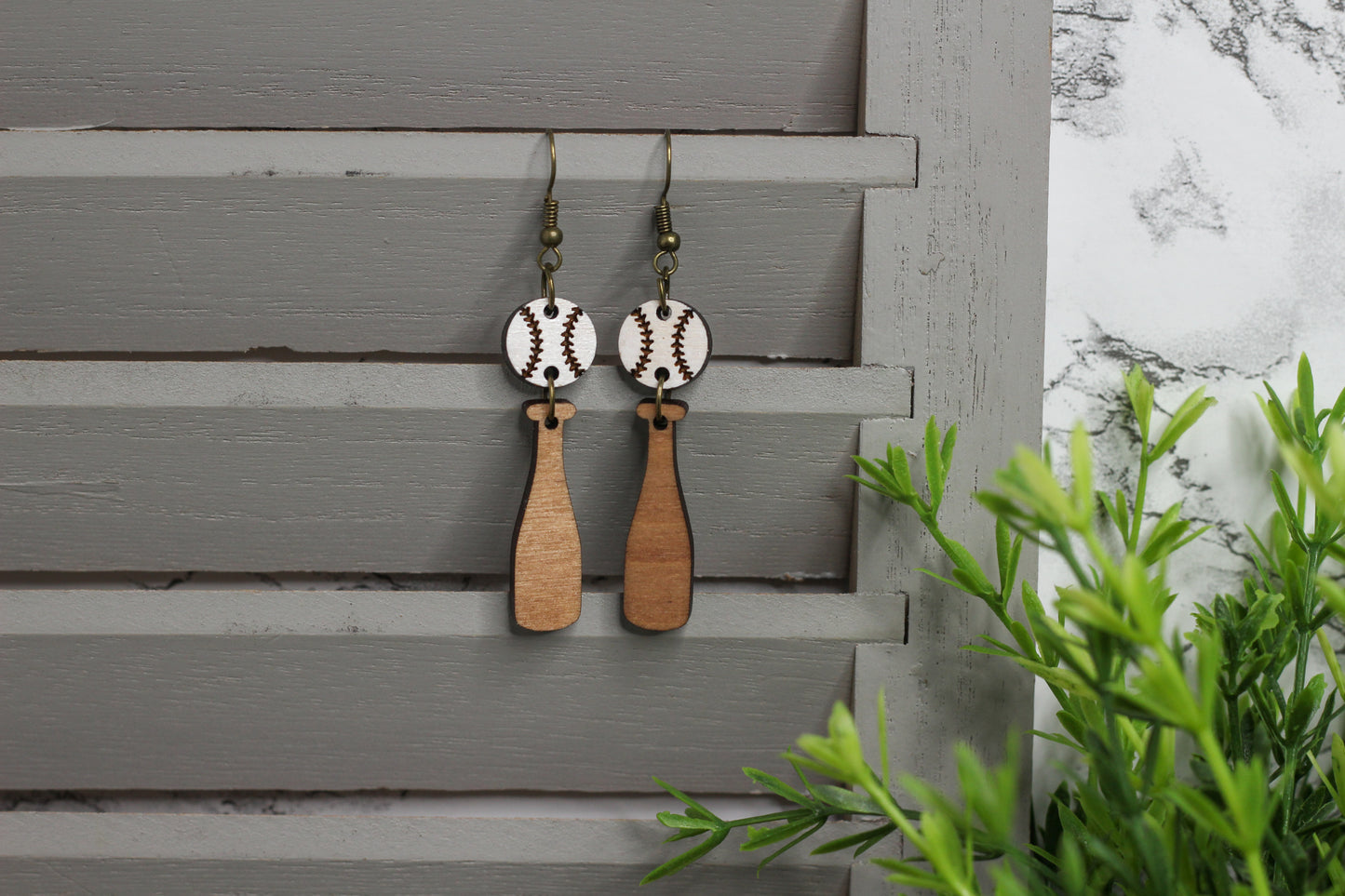 Baseball Bat & Ball Earrings