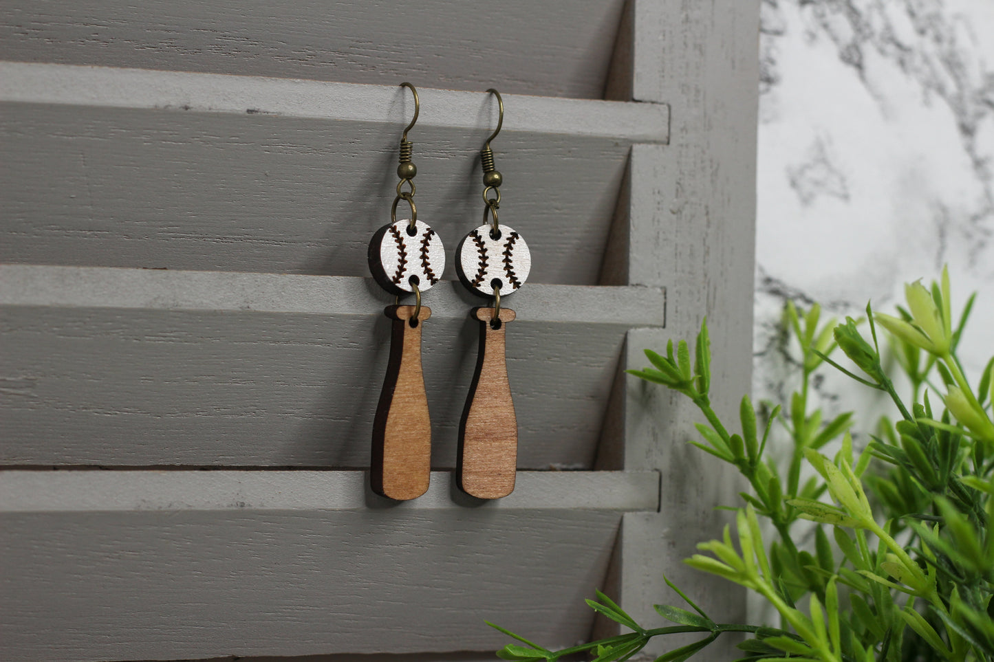 Baseball Bat & Ball Earrings