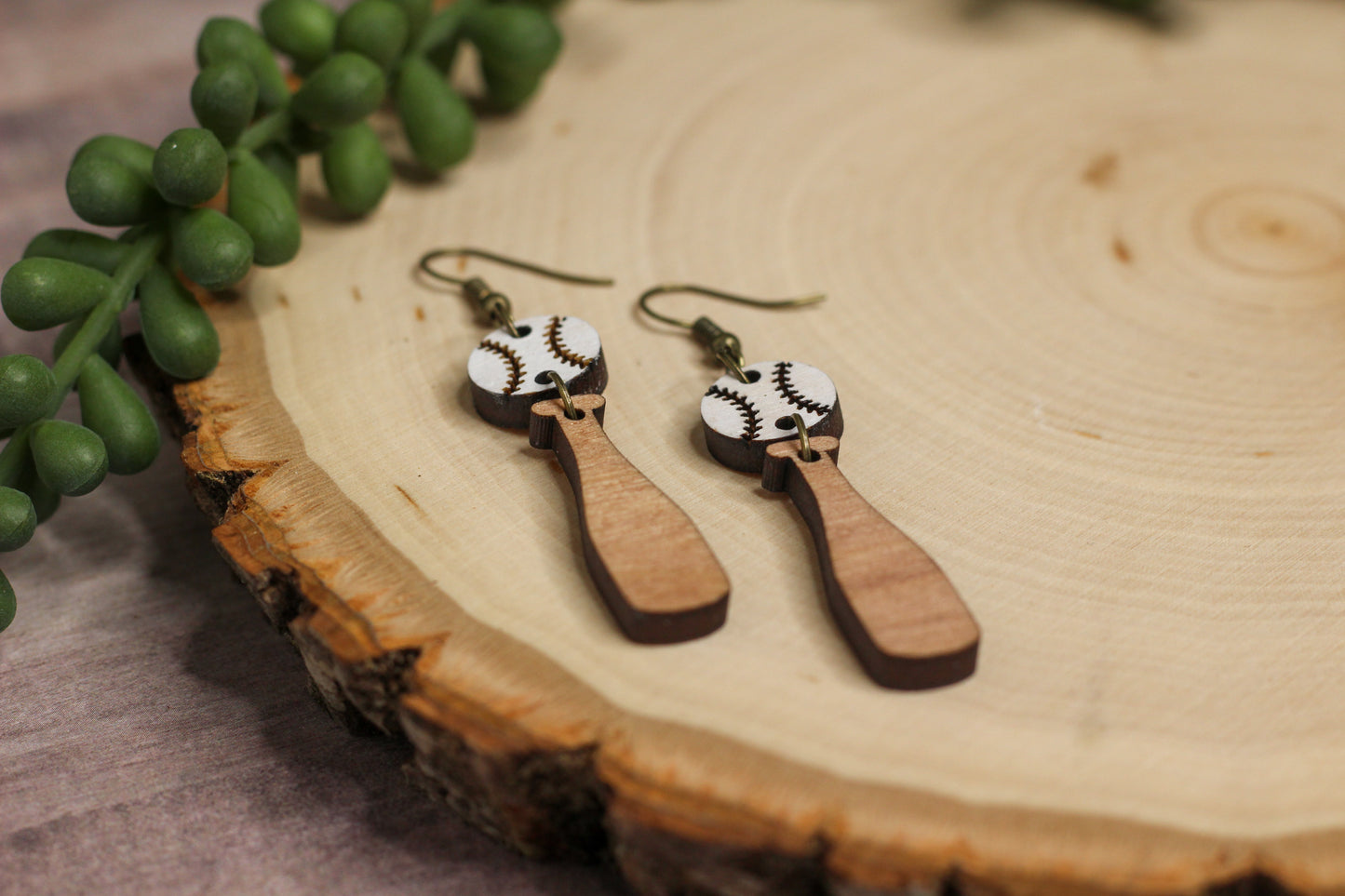 Baseball Bat & Ball Earrings