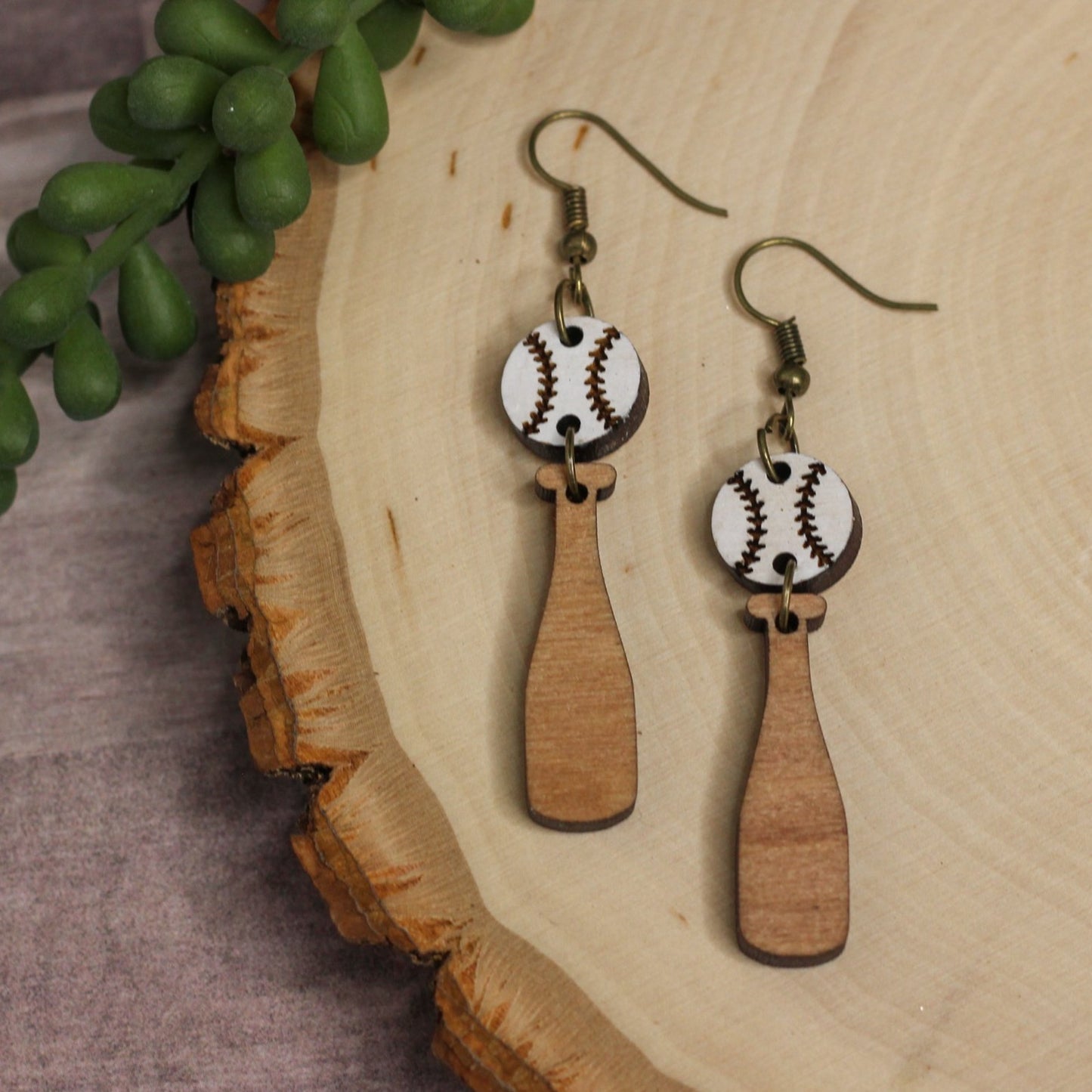 Baseball Bat & Ball Earrings