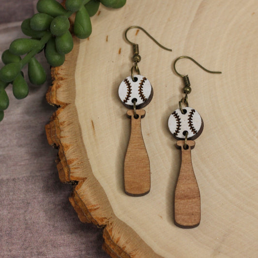 Baseball Bat & Ball Earrings