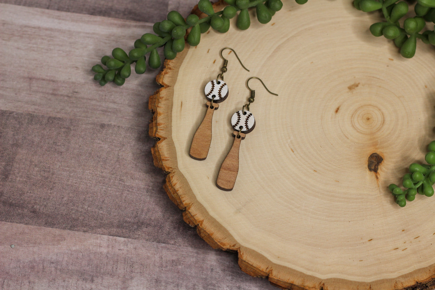 Baseball Bat & Ball Earrings
