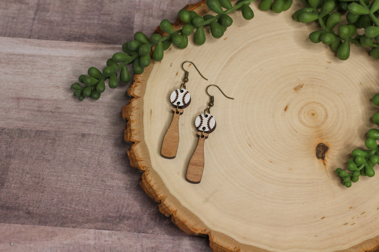 Baseball Bat & Ball Earrings
