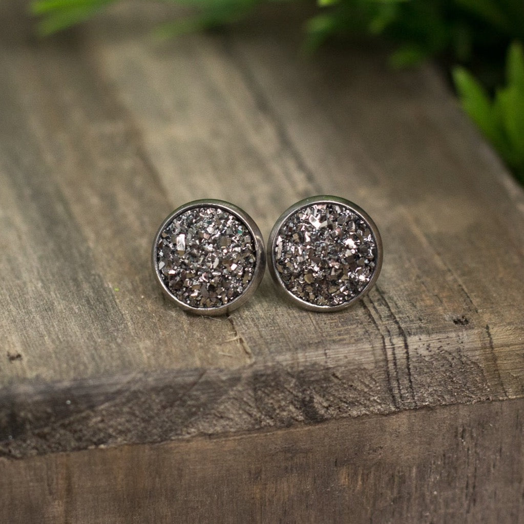 Gunsmoke Druzy Studs
