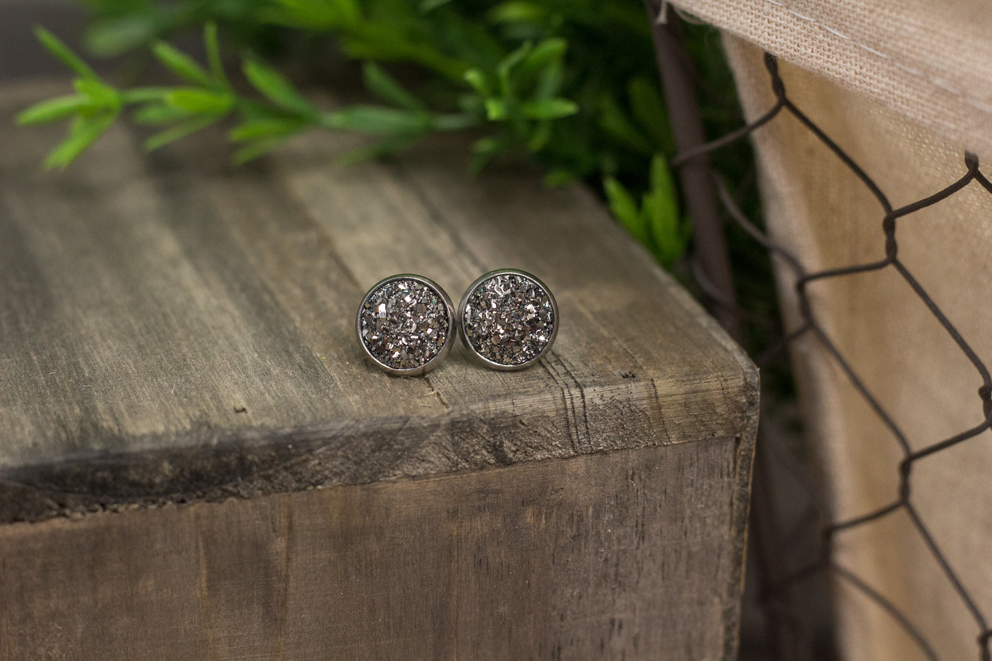 Gunsmoke Druzy Studs
