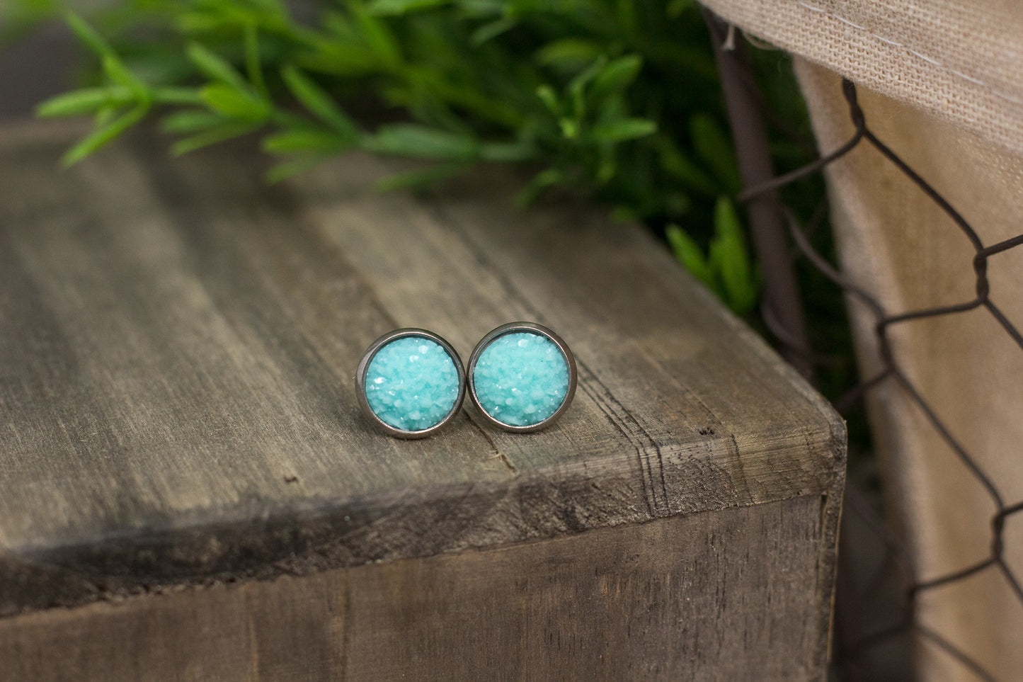 Sky Blue Druzy Studs