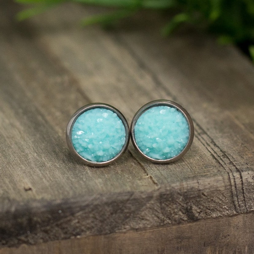 Sky Blue Druzy Studs
