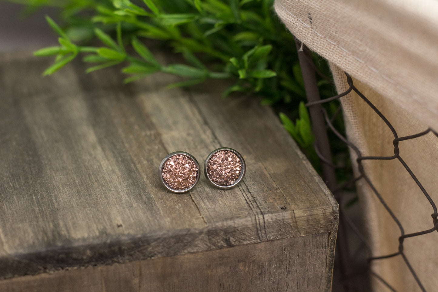Bronze Druzy Studs