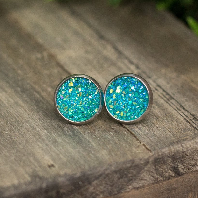 Turquoise Druzy Studs