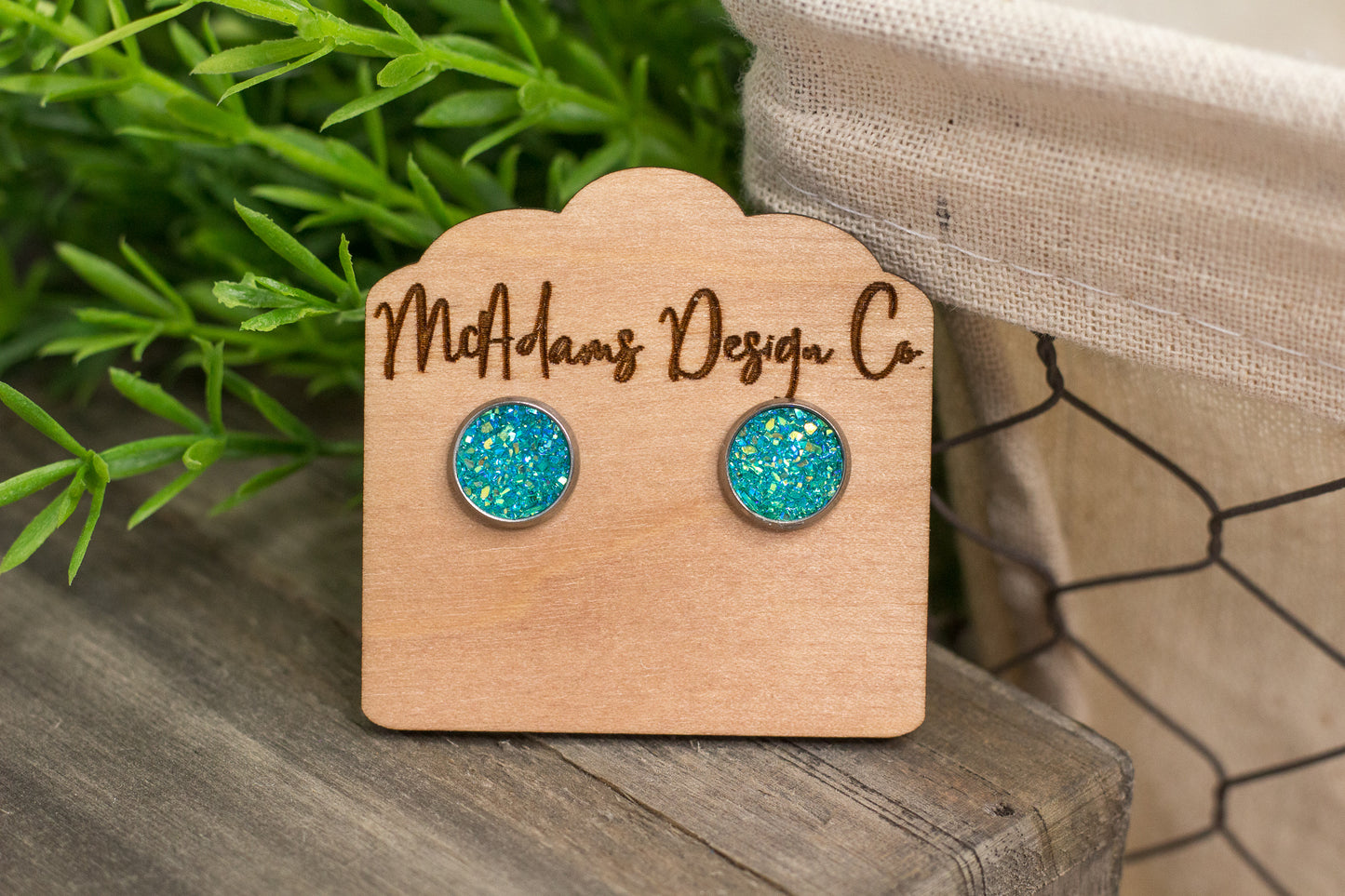Turquoise Druzy Studs