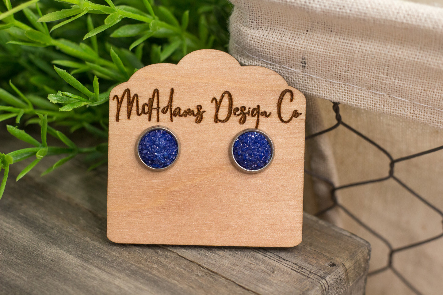 Blue Violet Druzy Studs