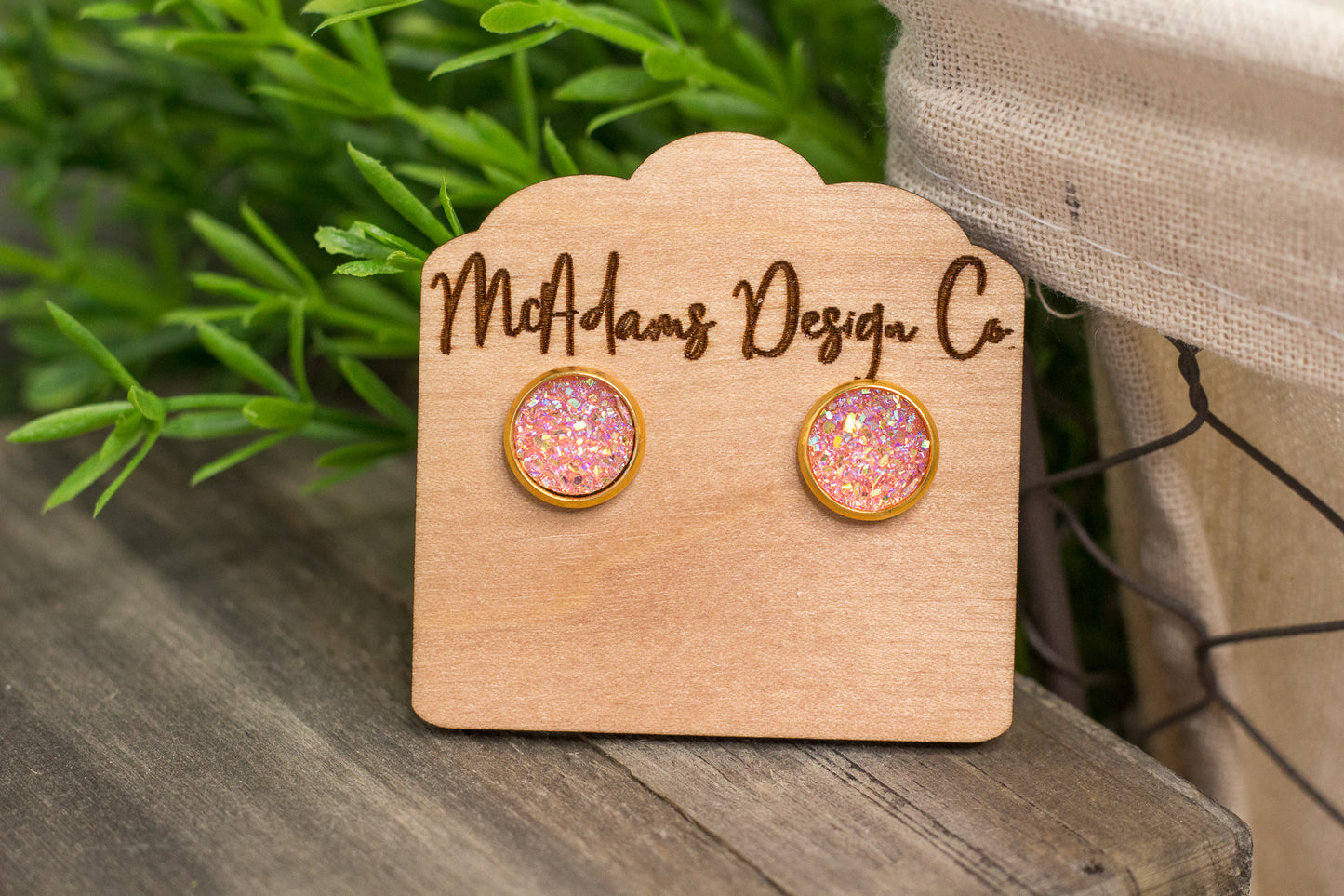 Strawberry Druzy Studs