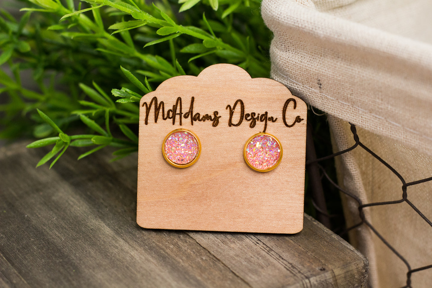 Strawberry Druzy Studs