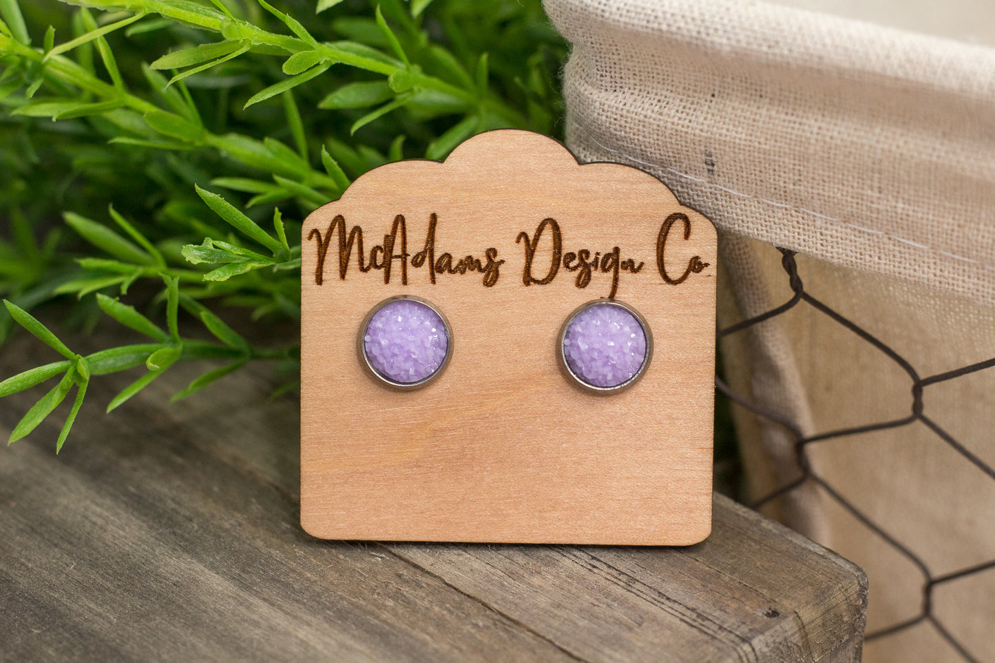 Lavendar Druzy Studs
