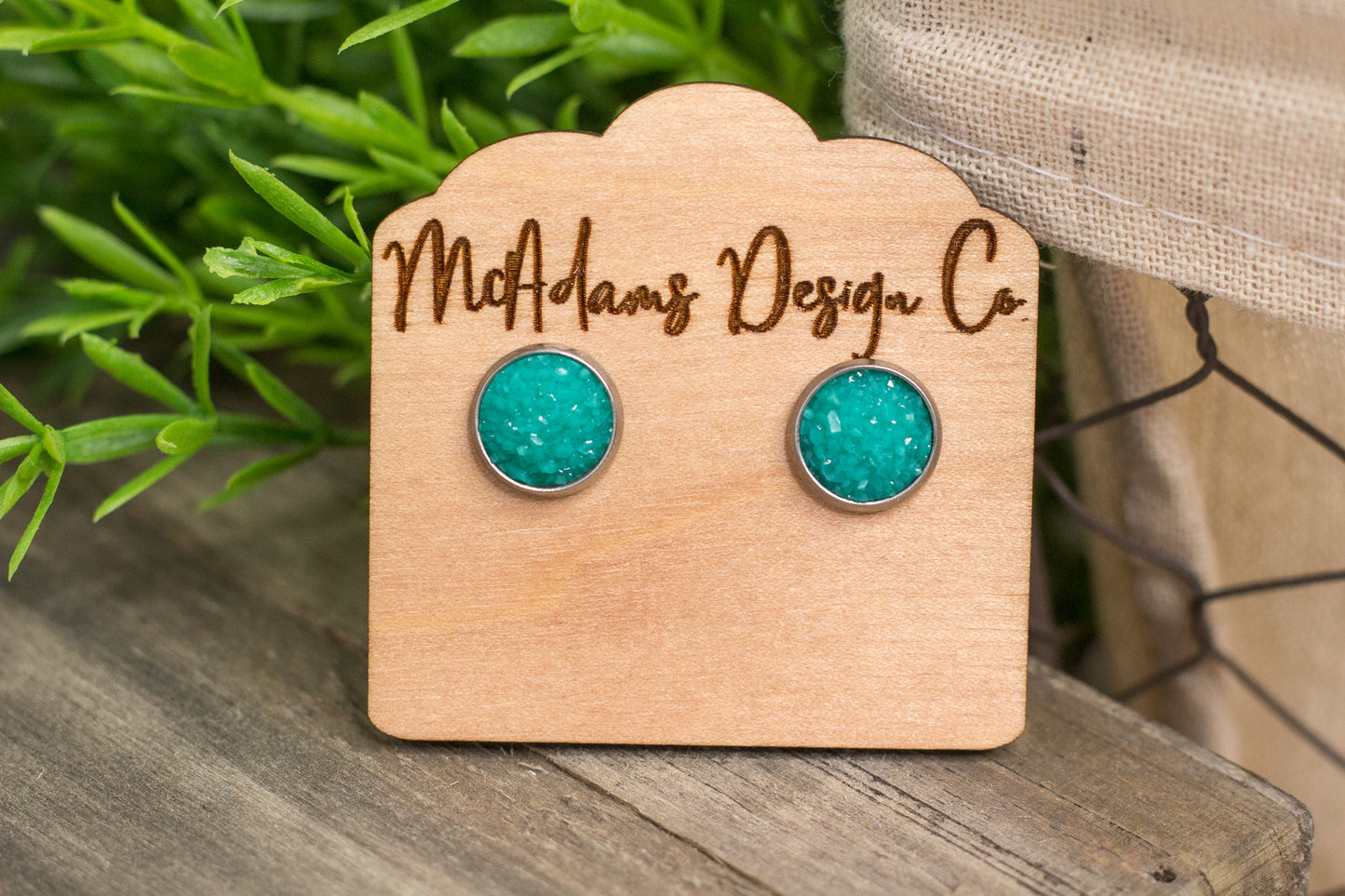 Teal Druzy Studs