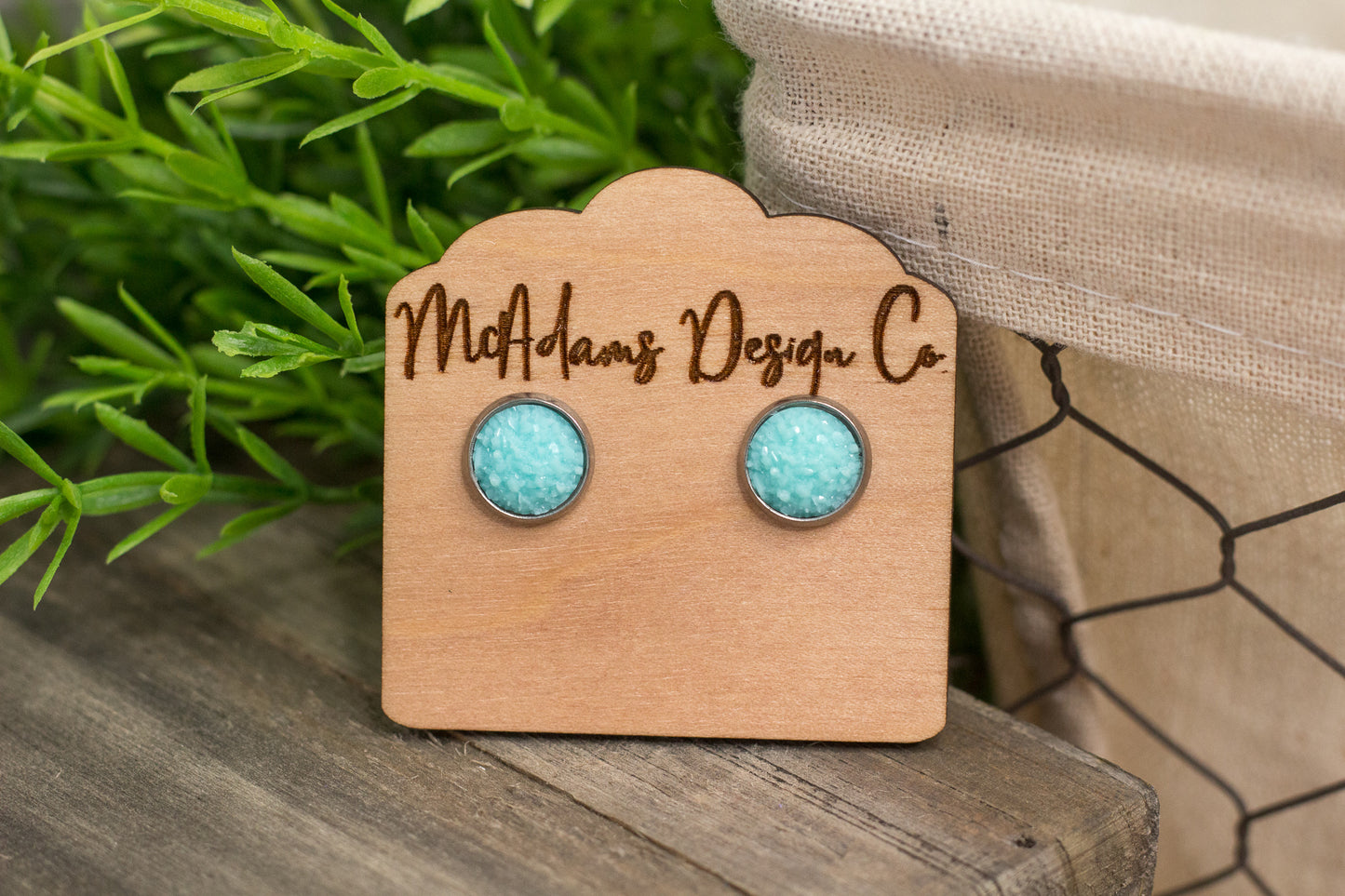 Sky Blue Druzy Studs