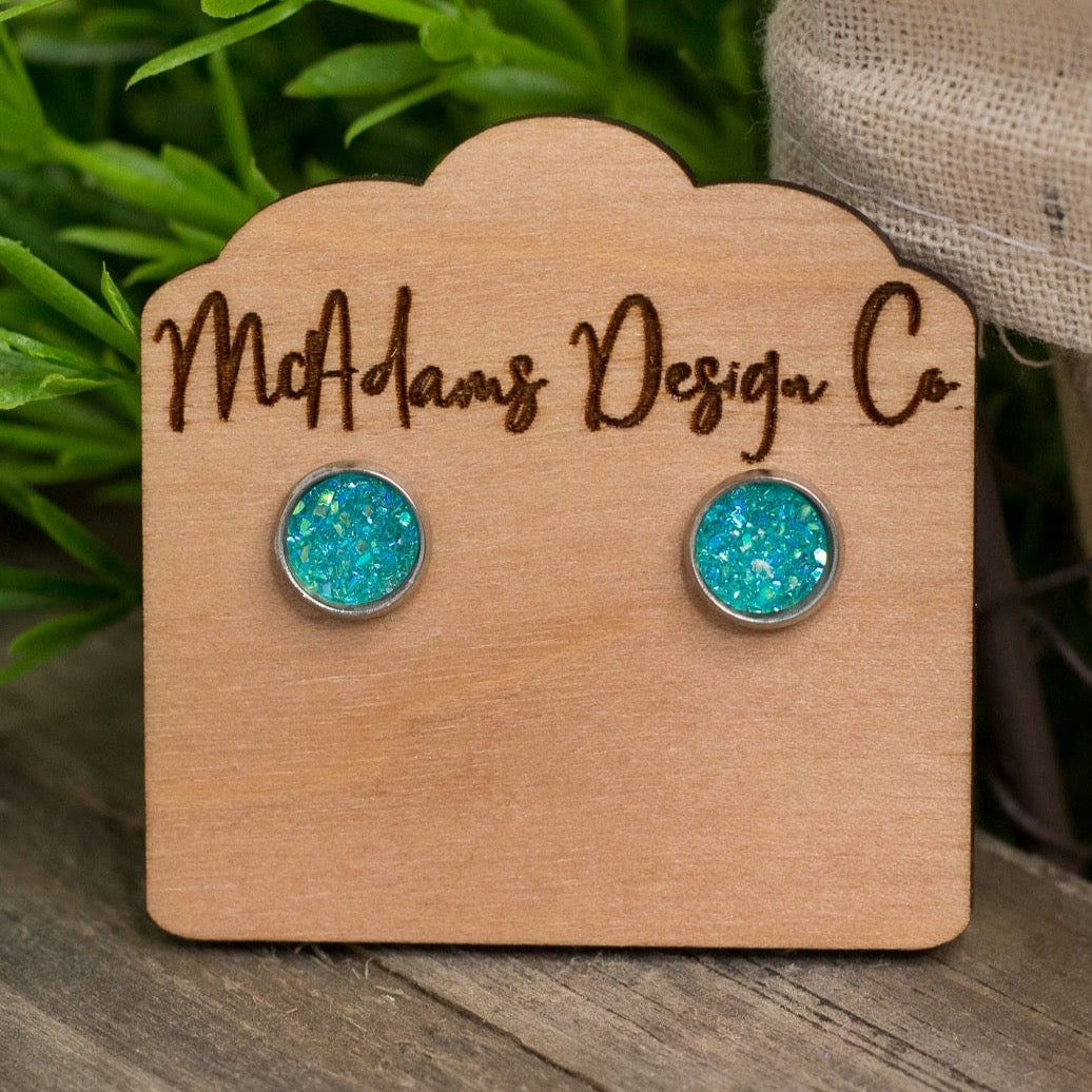 Mini Turquoise Druzy Studs