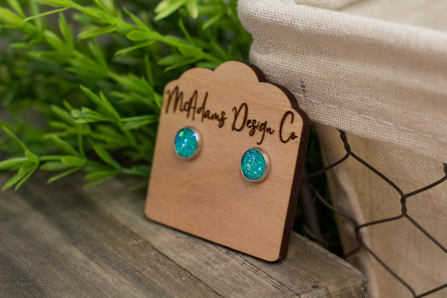 Mini Turquoise Druzy Studs