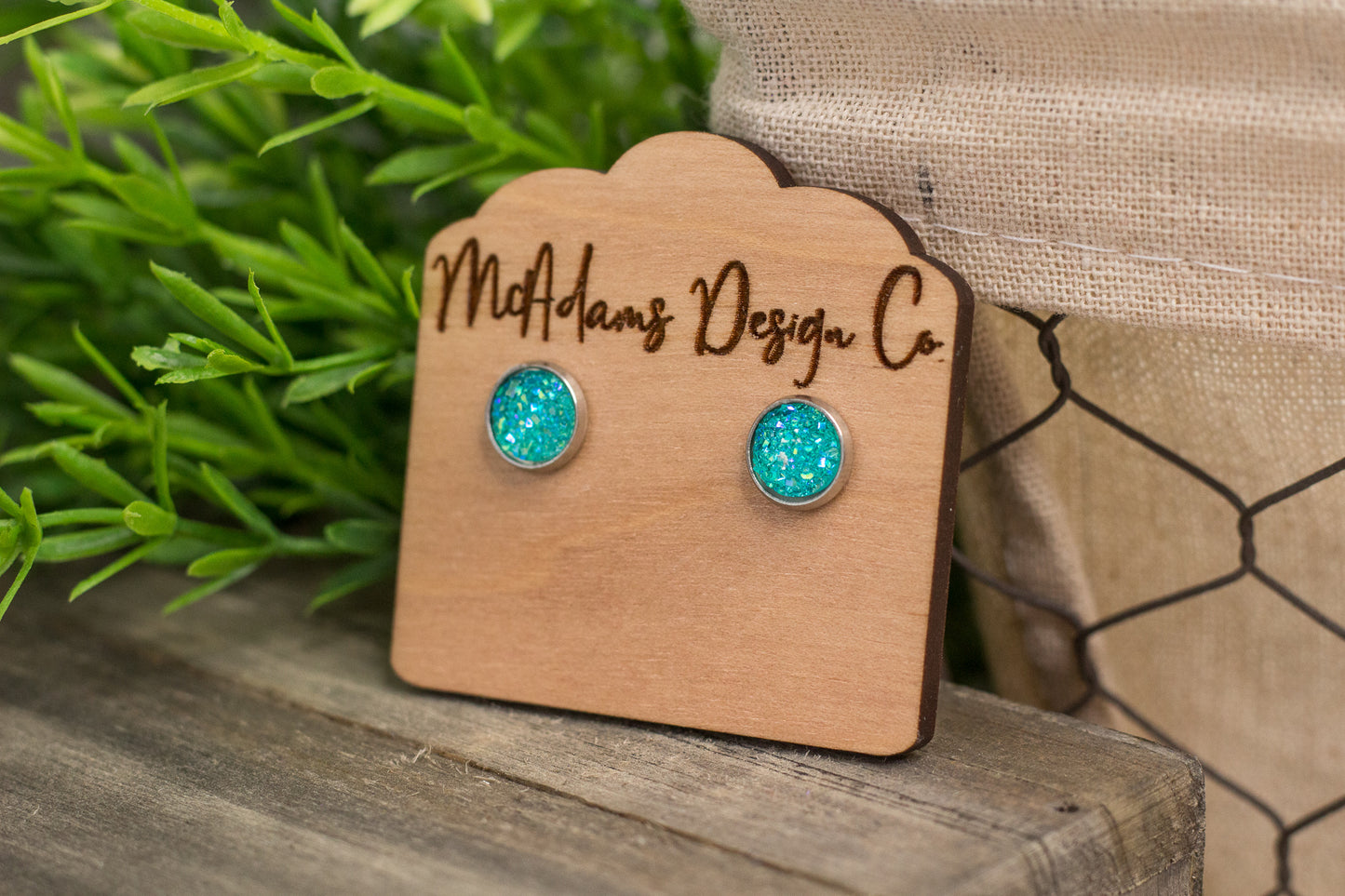 Mini Turquoise Druzy Studs