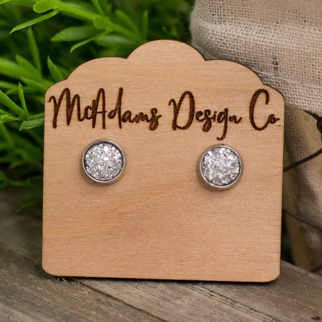 Mini Silver Druzy Studs