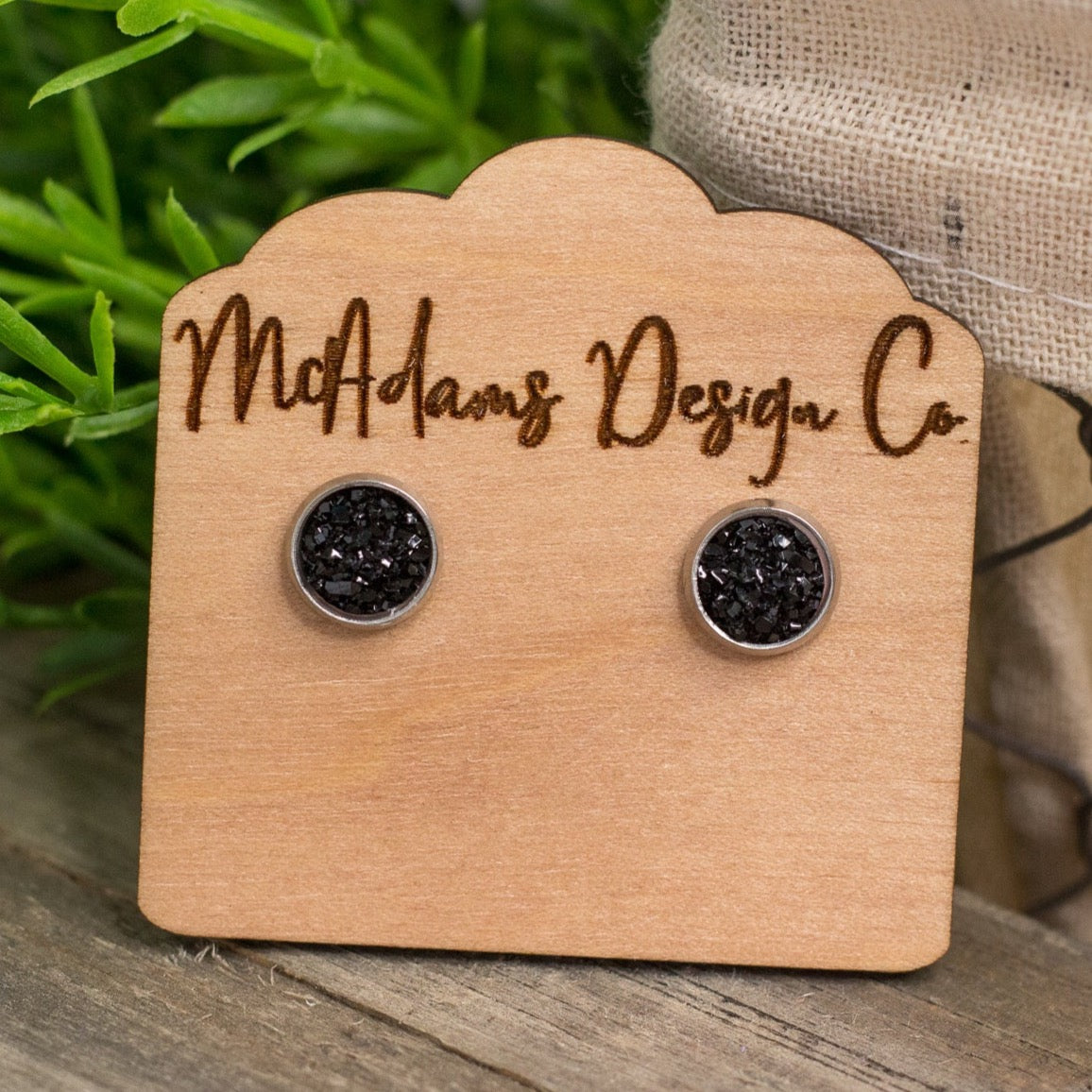 Mini Black Druzy Studs