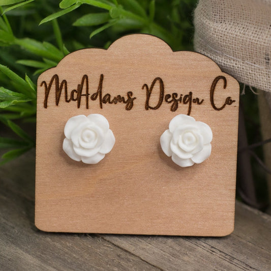 Matte White Rose Stud