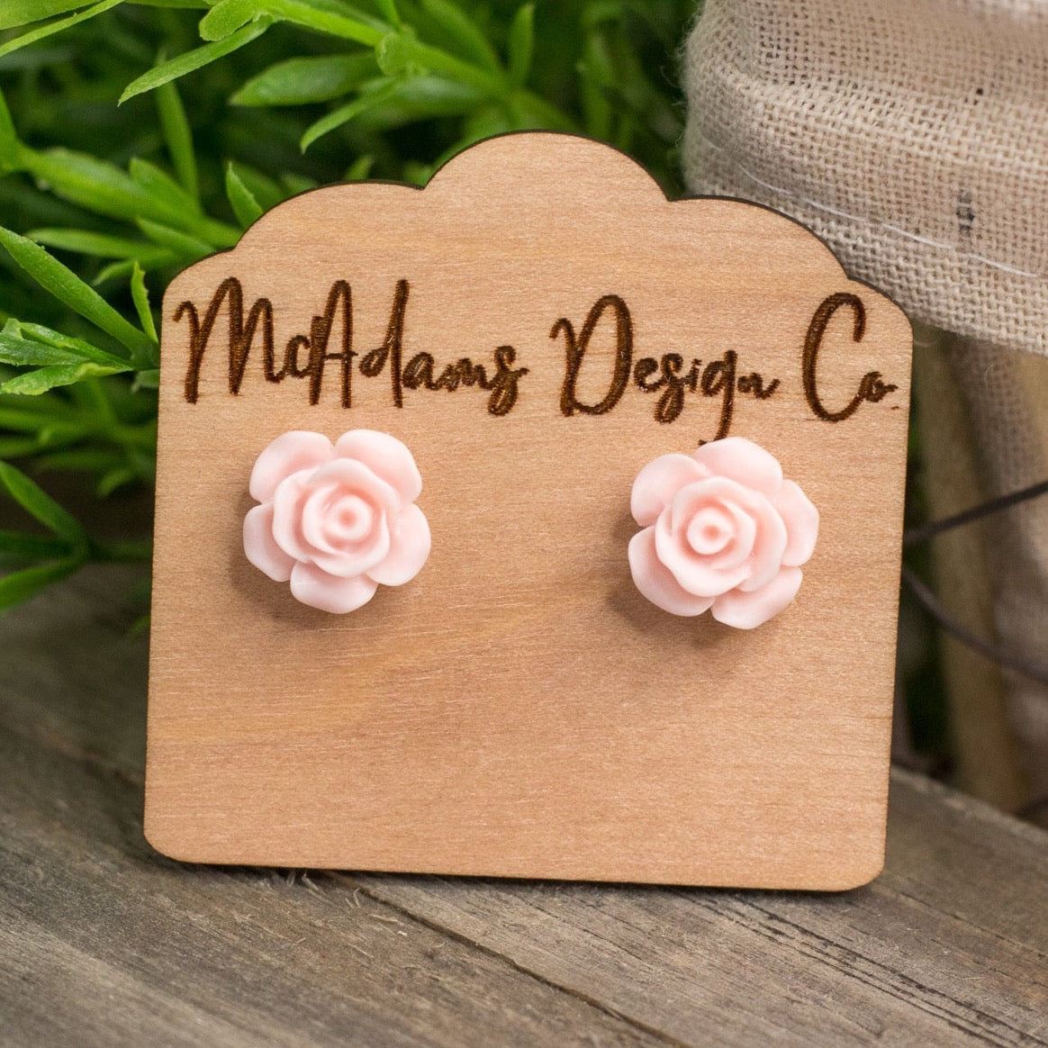 Matte Blush Rose Stud