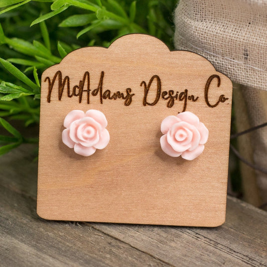 Matte Blush Rose Stud