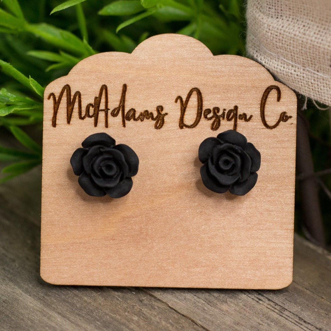 Matte Black Rose Stud