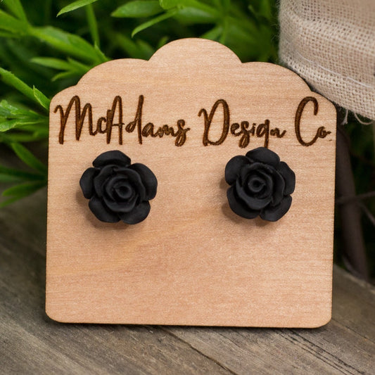 Matte Black Rose Stud