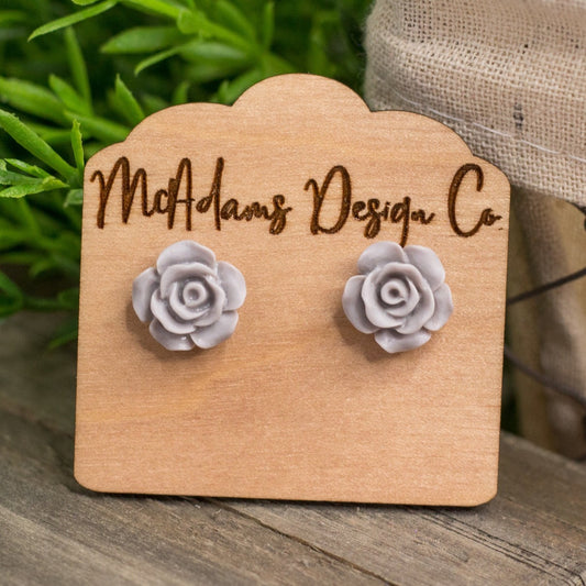 Matte Grey Rose Stud