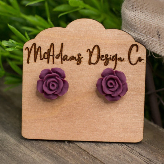 Matte Burgundy Rose Stud