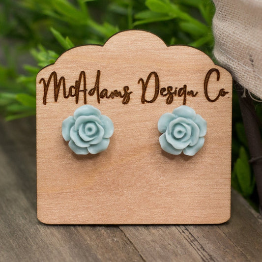 Matte Mint Rose Stud