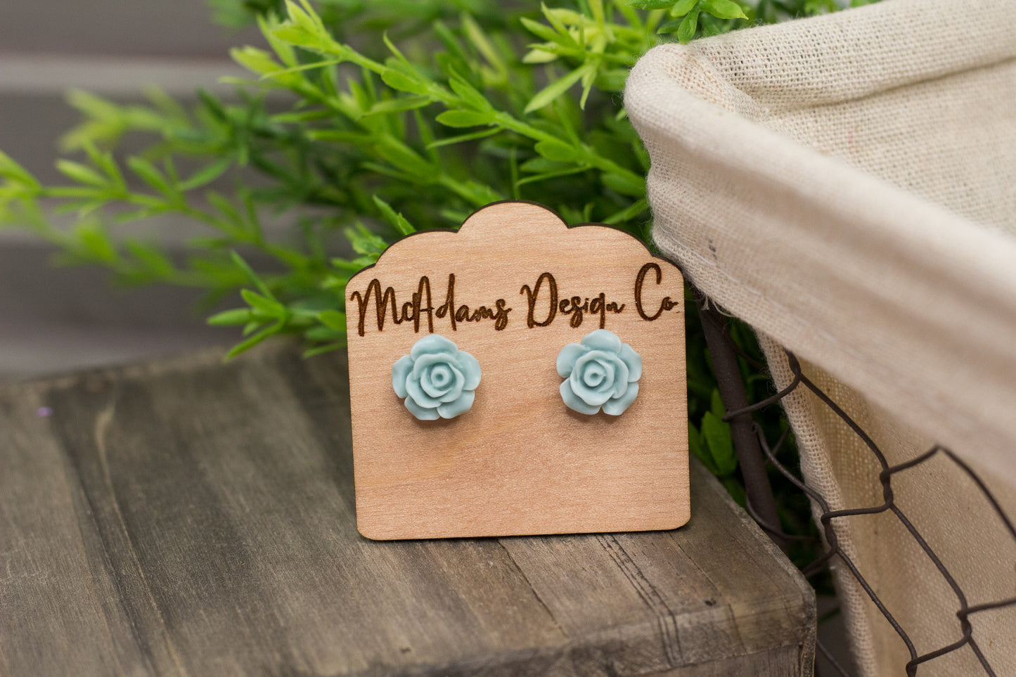 Matte Mint Rose Stud