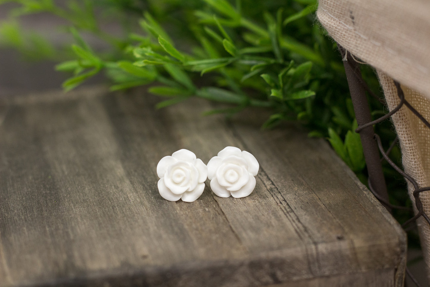 Matte White Rose Stud