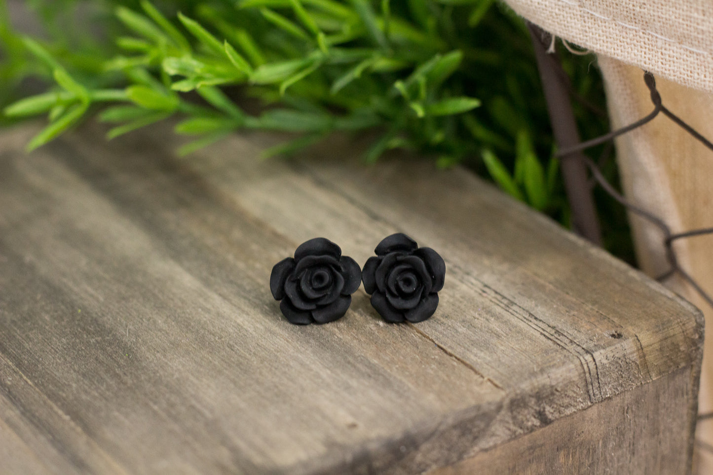 Matte Black Rose Stud