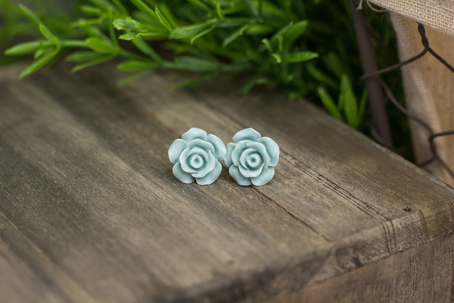 Matte Mint Rose Stud