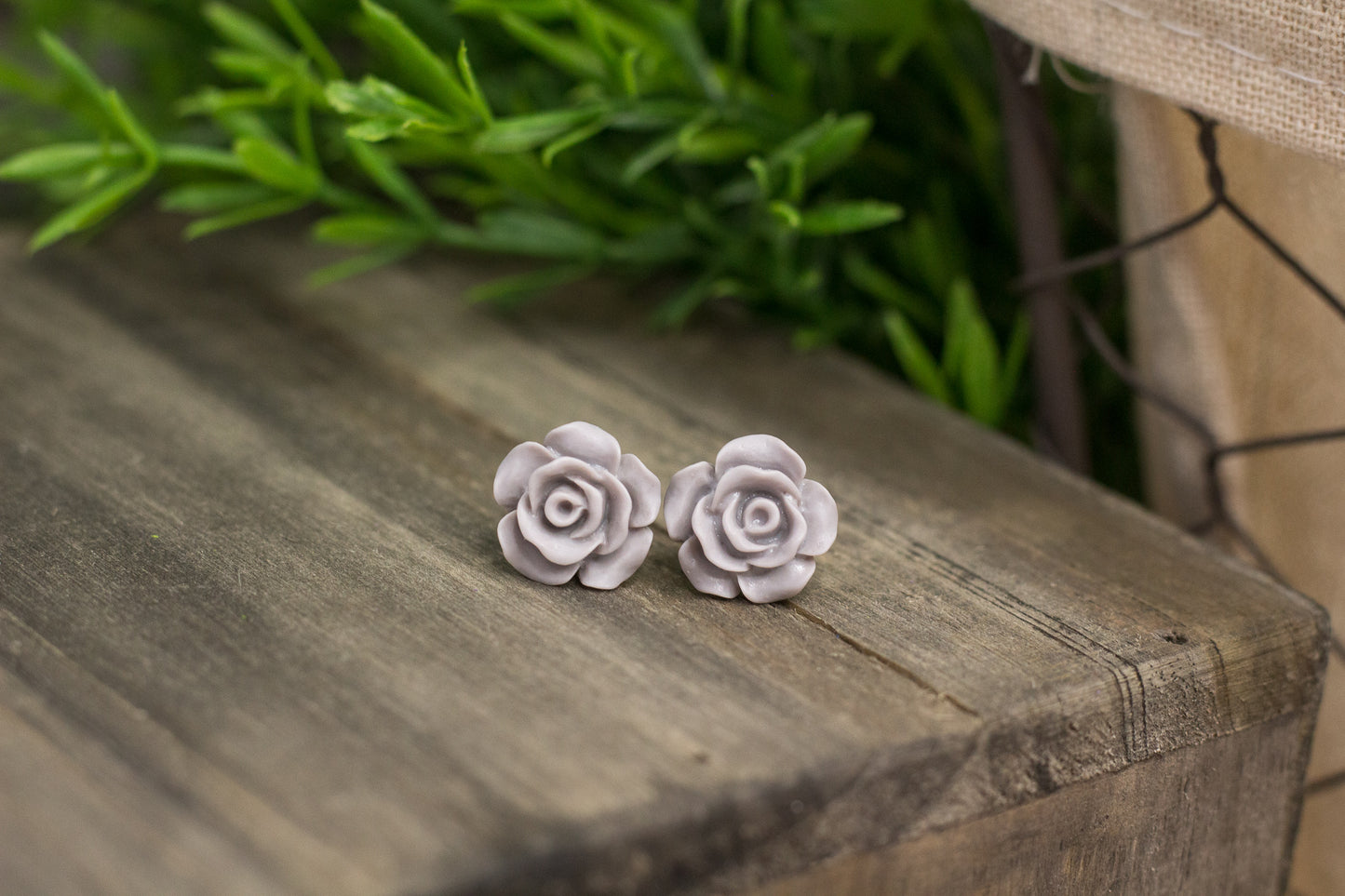 Matte Grey Rose Stud