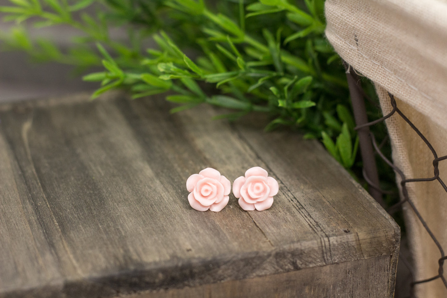 Matte Blush Rose Stud