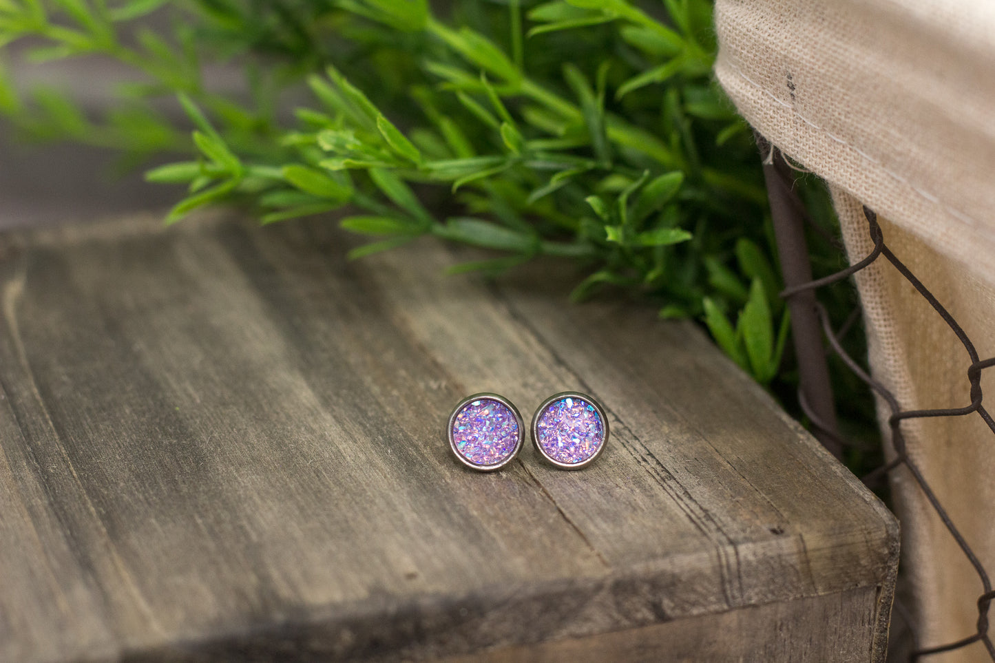 Mini Purple Druzy Studs